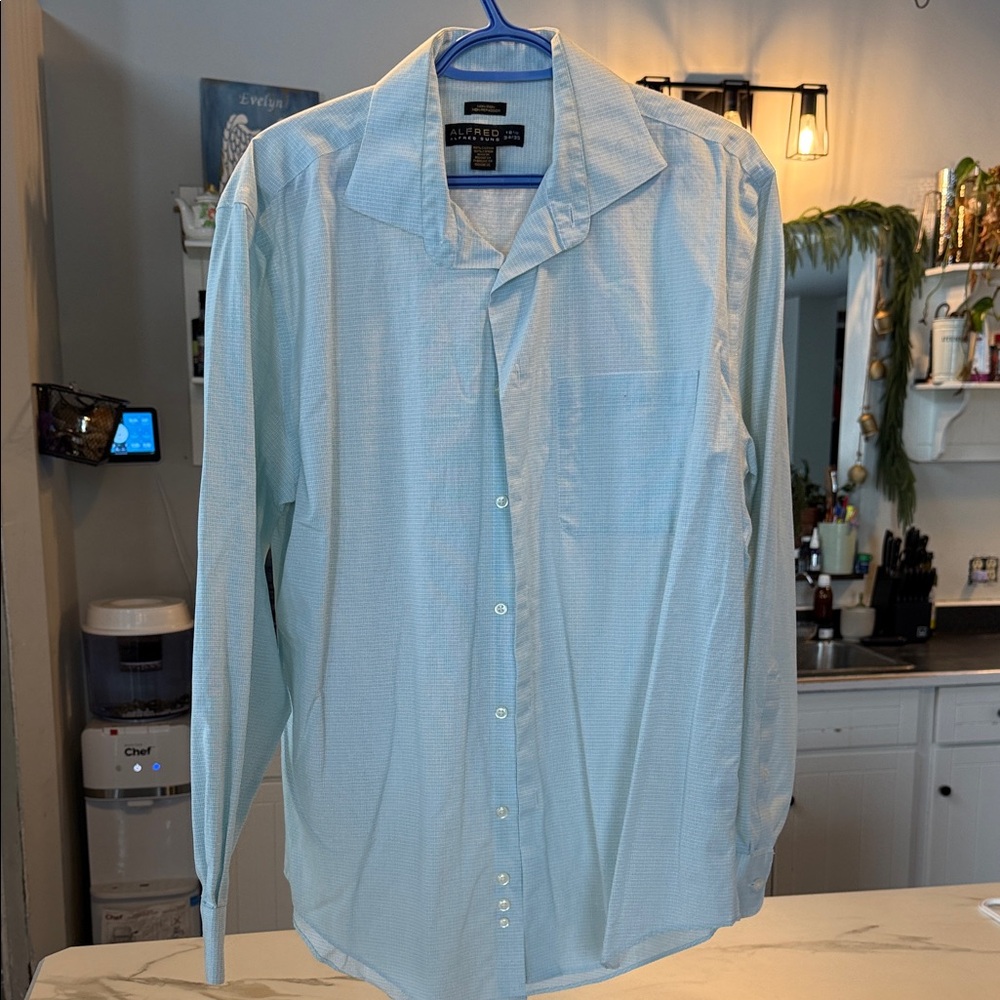 ALFRED SUNG Light Blue Casual Button-Down Shirt